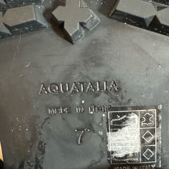 AQUATALIA Cate Preppy Black Leather Boots Hidden Wedge Lined Italy 7M - Picture 10 of 16